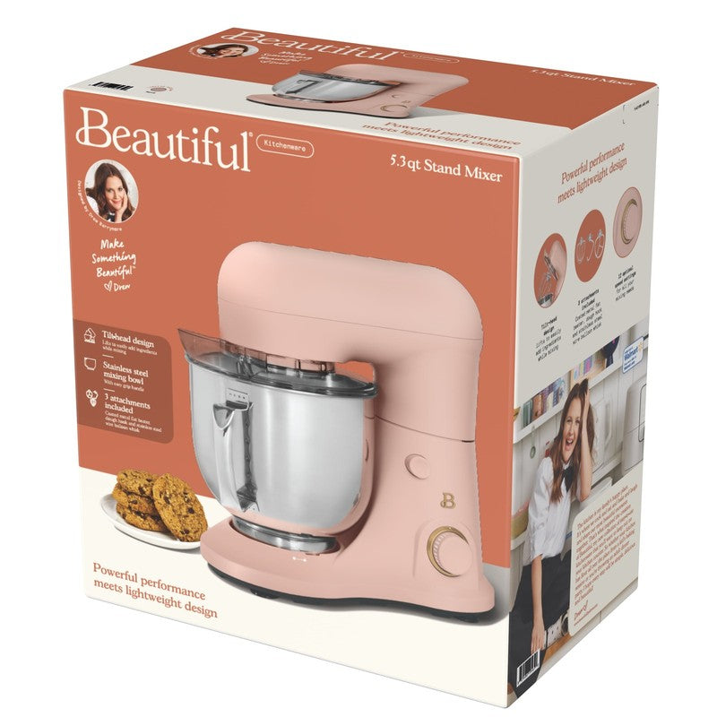 Beautiful 5.3 QT Stand Mixer w/ Flat Beater, Dough Hook by Drew Barrymore Rose8