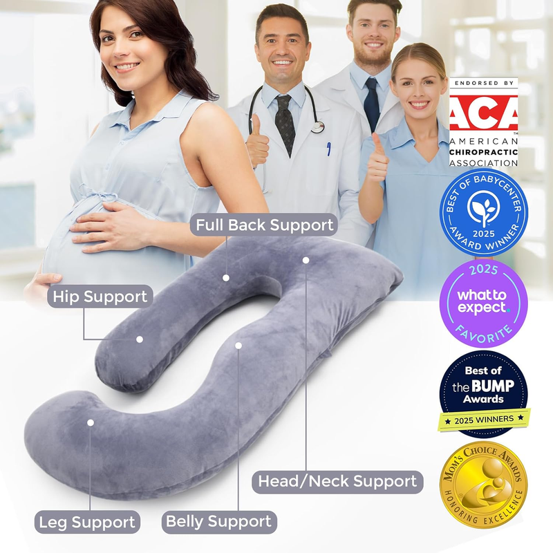 57in U Shaped Pregnancy Pillow Full Body Maternity Pillow Gray2