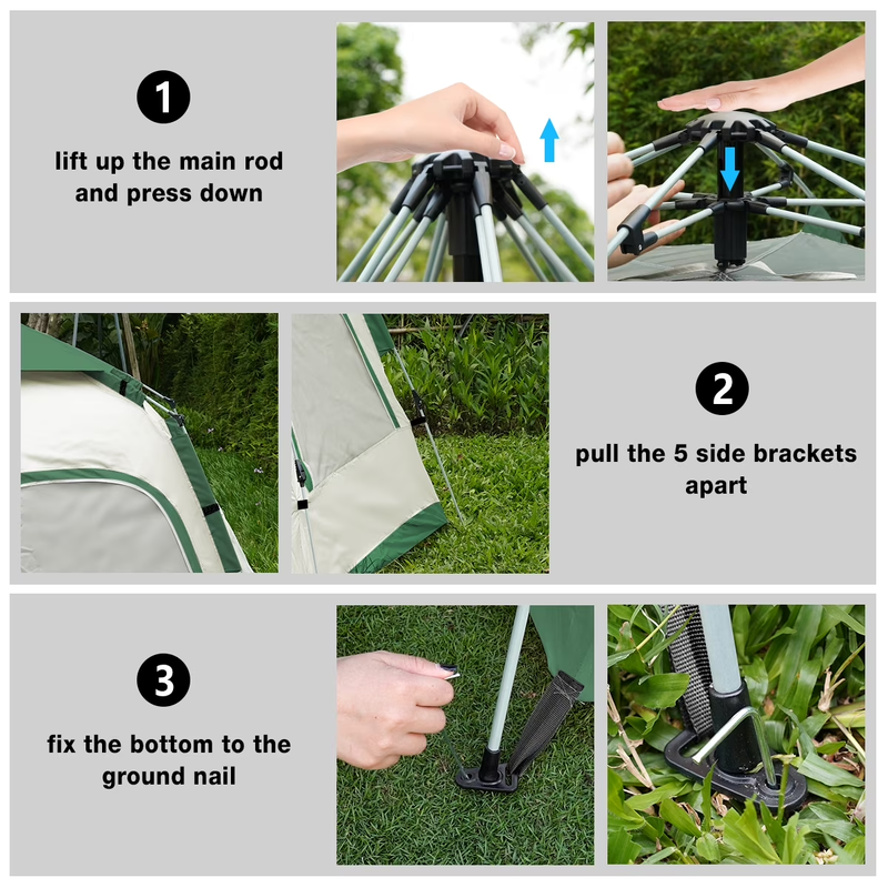 4 6 Person Camping Tent Instant Setup Outdoor Hiking Tent Carry Bag6