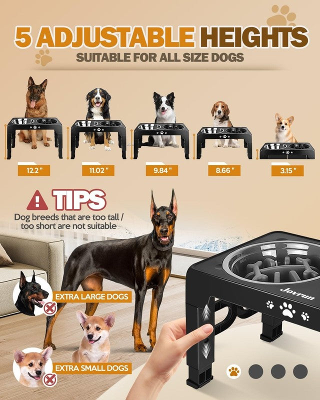 Elevated Dog Bowls, Dog Feeder with Stainless Steel Dishes & Slow Feeder Bowl, 51