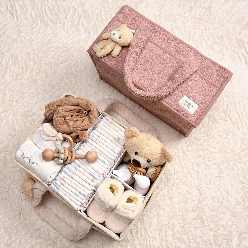 Baby Diaper Caddy Organizer with Handle, Boy & Girl Shower Gift Basket, Portable6