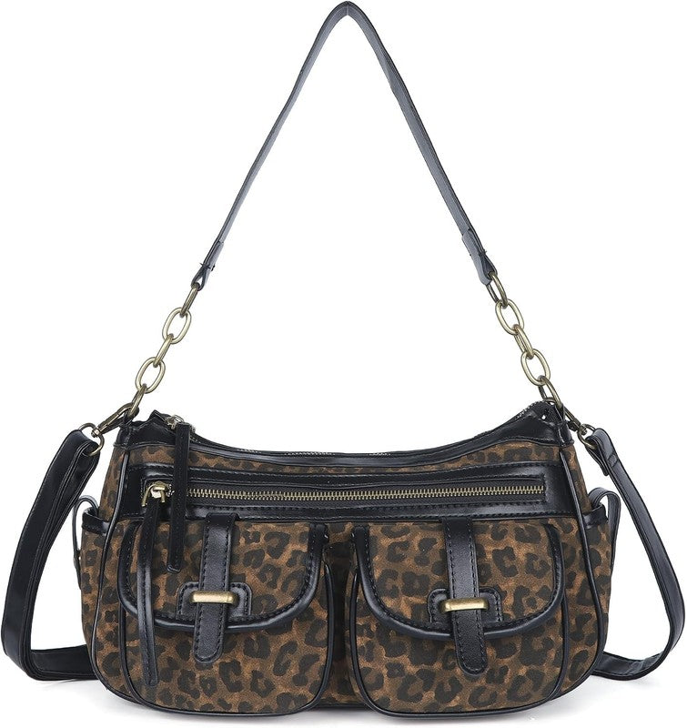 Women's Soft Vegan Leather Hobo Crossbody Multi Pocket Bag1