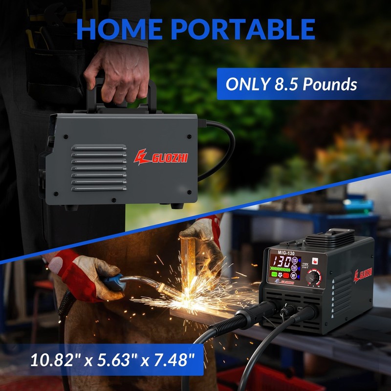 130A Portable MIG Welder,110V 2 in 1 Gasless Flux Core Mig/Stick Welding Machine5