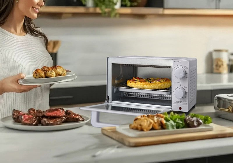 4-Slice Countertop Toaster Oven with Bake Pan & Rack, 3 Settings, White2