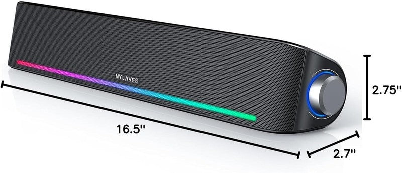 HiFi PC Soundbar Speakers Bluetooth 5.0 USB 3.5mm RGB 4 Modes Desktop5