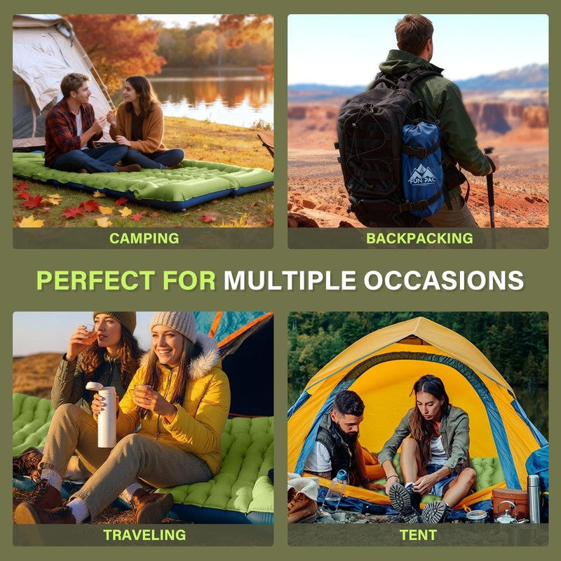 Camping Sleeping Pad, Ultralight Camping Mat with Pillow, Built-In Foot Pump Inf8