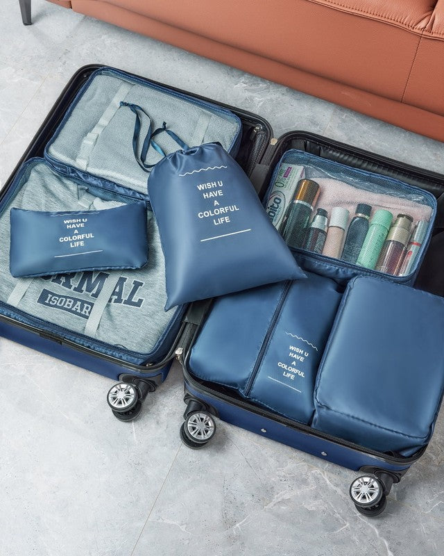 3 Piece Luggage Sets Travel Suitcase Set with 7PCS Organizer Bags, Navy Blue3