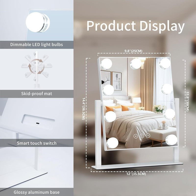Vanity Mirror with Lights,Lighted Vanity Mirror with 9 Dimmable Bulbs for Dressi5