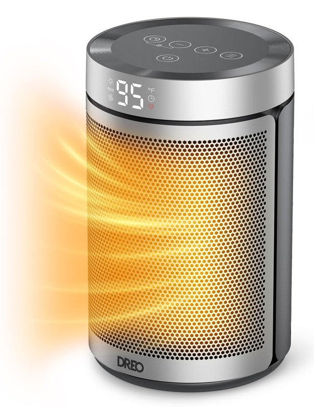 1500W Portable Electric Space Heater, Thermostat, Timer, Eco/Fan, Silver9