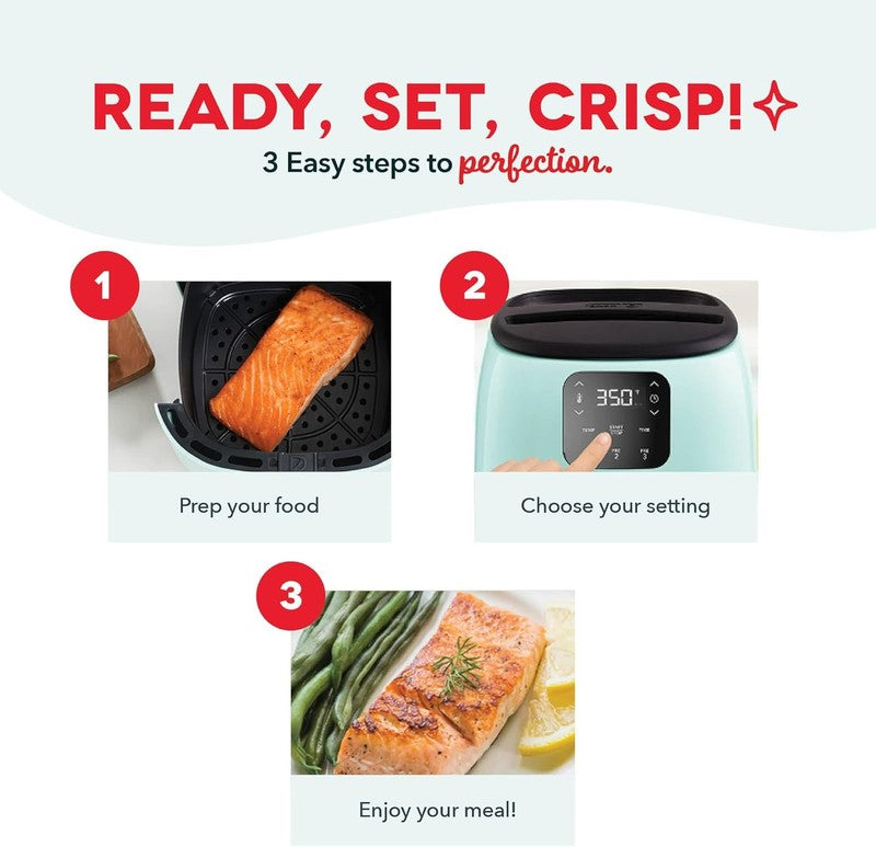 Tasti Crisp Electric Air Fryer Oven 2.6 Qt Digital 1000W Compact Grey4