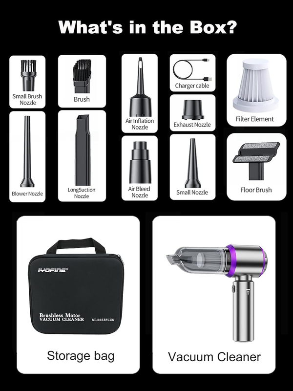 Vacuum Air Duster 80000RPM 4 in 1 Cordless Mini Car Vacuum Blower Pump Handheld7