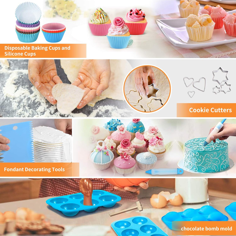 236 Pc Cake Decorating Tools Kit w/ Storage Case Piping Bags Icing Tips Blue3
