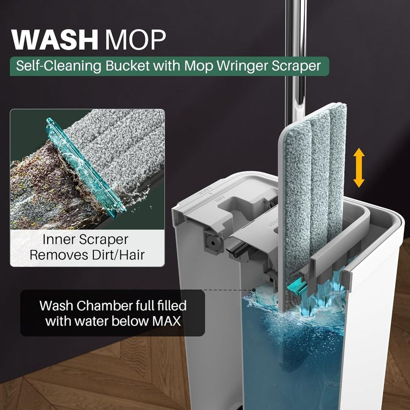 Mop and Bucket Set with Wringer, Flat Mops for Floor Cleaning, Wall Mop Cleaner 1