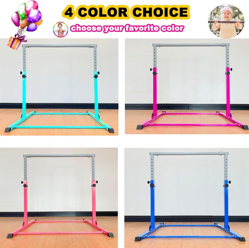 Kids Gymnastic Bar 4FT Wide 5FT Adjustable Kip Bar 350lb Home & Club Training4