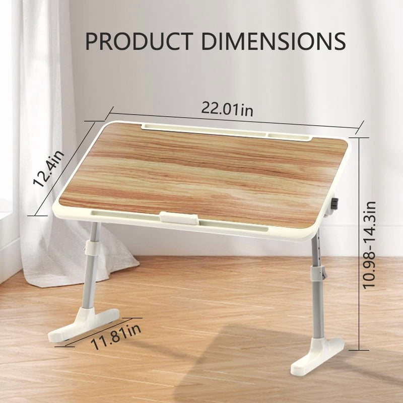 Height & Angle Adjustable Lap Desk Foldable Laptop Stand Bed Tray Walnut5