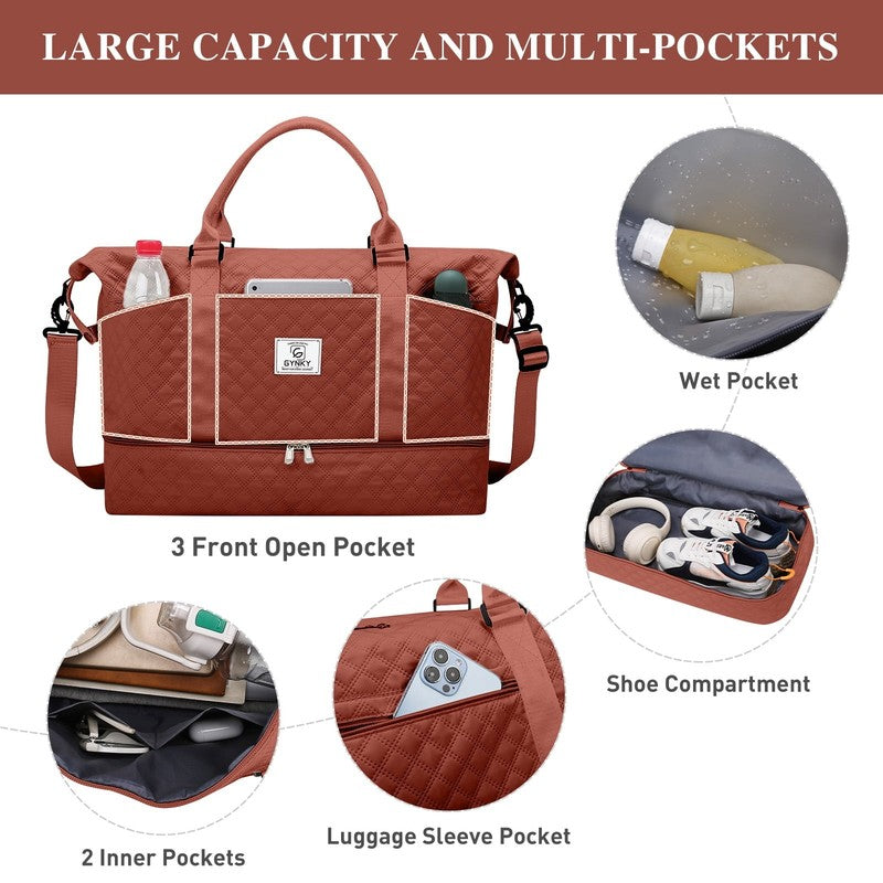 Travel Duffle Bag Weekender Bags for Women with Shoe Compartment Carry on Overni2
