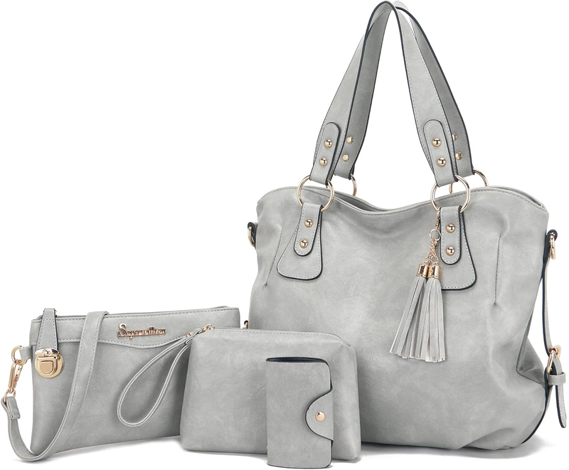4Pc Women’s Handbag Set Shoulder Top Handle Satchel Hobo Tote Purse6