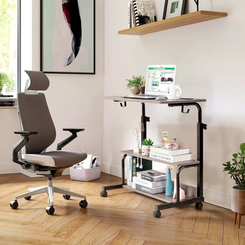 Rolling Adjustable Laptop Desk Side Table Sofa End Cart w/ Charging Station4