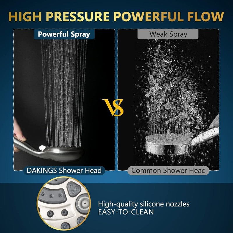 DAK 6-Mode High Pressure 5" Handheld Shower Head Brushed Nickel w/ 60" Hose2