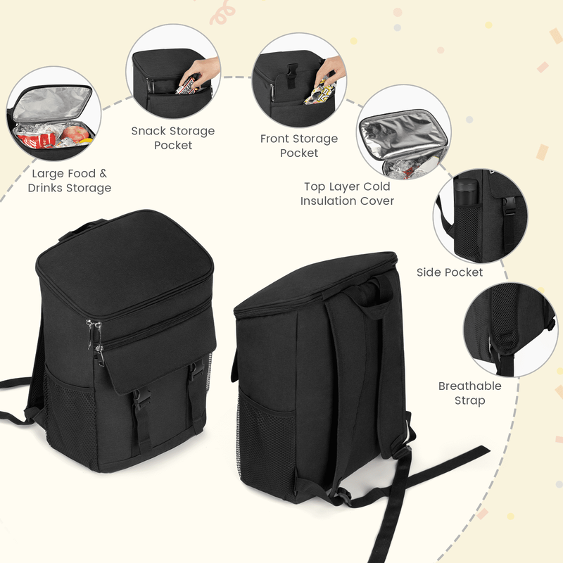 35 Can Cooler Backpack Insulated Leakproof Thermal Travel Bag Black3