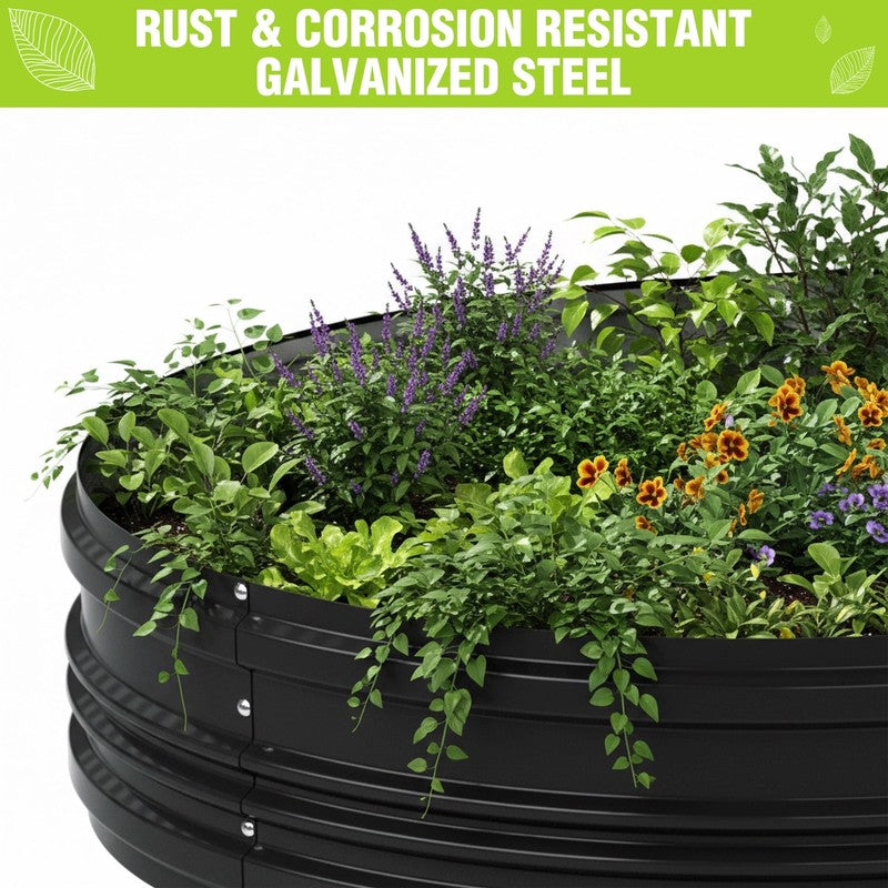 2PK 8X4X1Ft Outdoor Galvanized Raised Garden Bed Kit-Black6