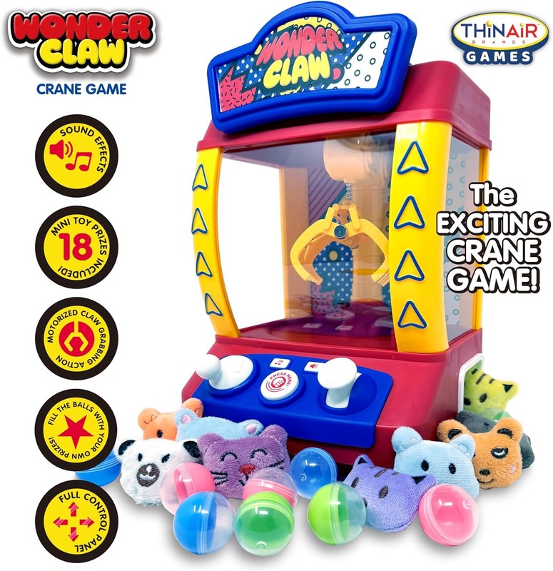 Wonder Claw Machine Arcade Game Kids Toy w/ 9 Plush Prizes & 9 Balls4