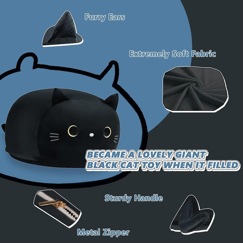 Stuffed Animal Storage Bean Bag Cover Kids Black Cat Toy Organizer Large2