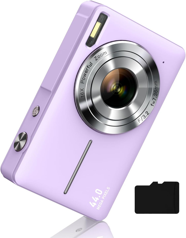 FHD 1080P Digital Point & Shoot Camera 16X Zoom Anti-Shake Compact Kids, Purple10