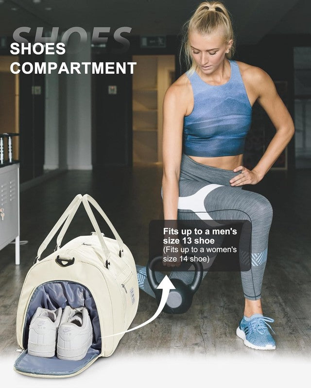 Gym Bag Unisex Shoe Compartment Wet Pocket Travel Duffel Tote Carry On Yoga Swim4