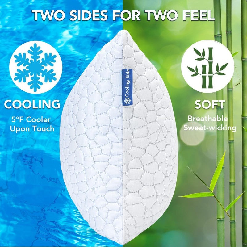Cooling Pillow for Sleeping 2 Pack, Luxury Shredded Memory Foam Bed Queen Pillow2
