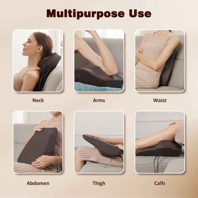 Neck & Back Massager w/ Heat & Vibration, 3D Shiatsu Deep Kneading Pillow, Brown6