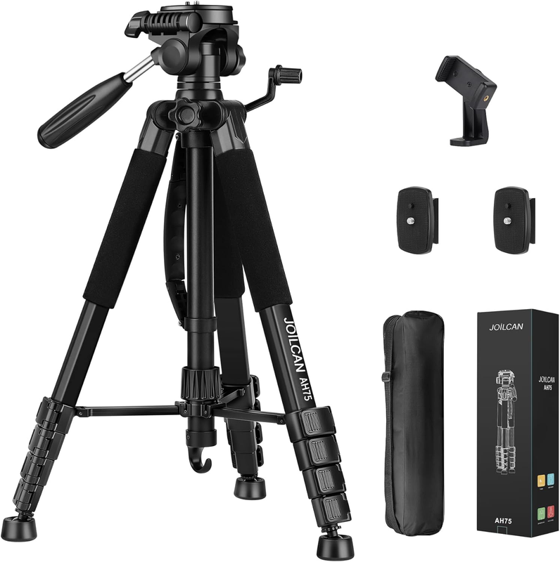 74" Camera Tripod Heavy Duty DSLR Phone Stand 15lb Load Travel Compatible0