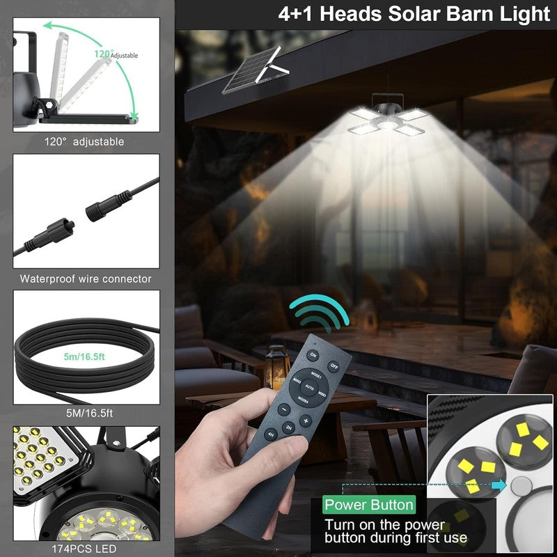 Brighten Your Shed: 1200LM Solar Motion Light with Remote, IP65 Waterproof3