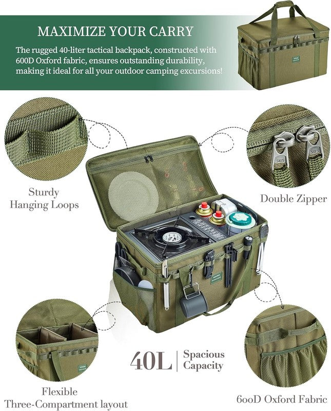 Tactical Camping Storage Bag 40L – Heavy Duty Duffel with Waterproof Bottom, Col3