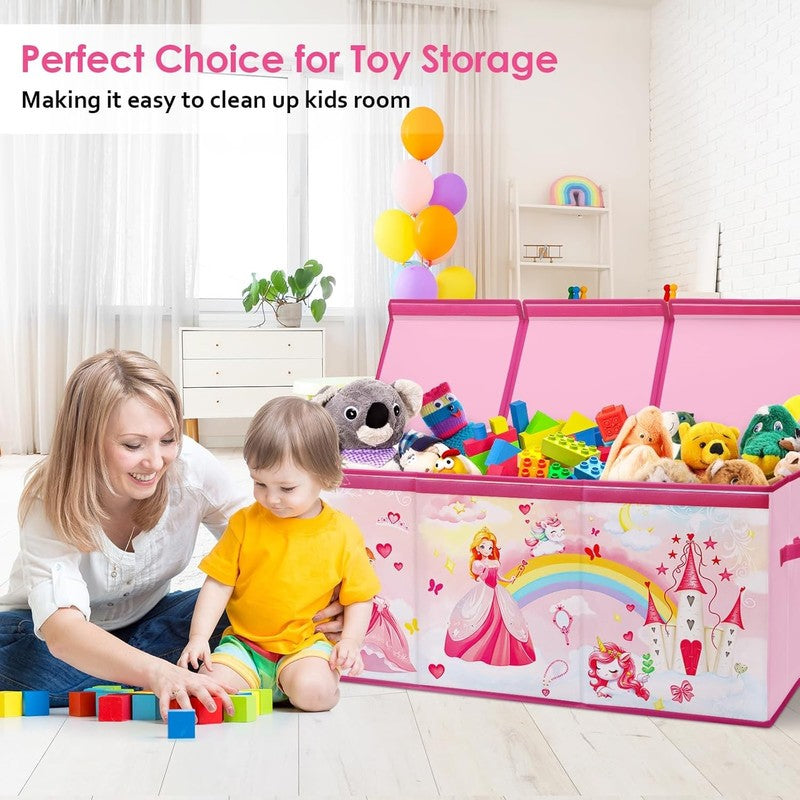 Large Toy Box Chest Collapsible Oxford Storage Box Kids Flip Lid Organizer5