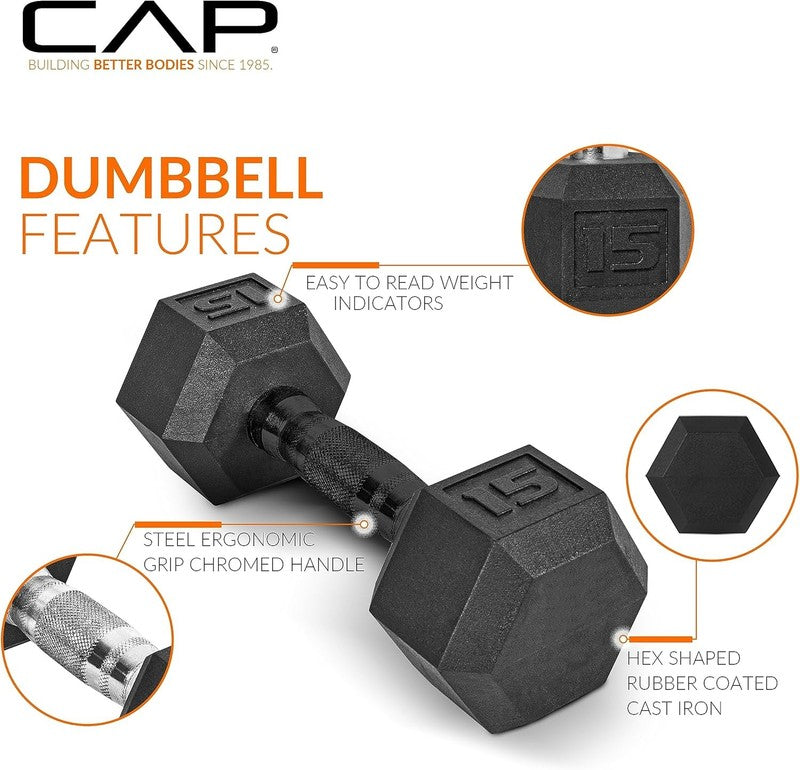 Rubber Coated Dumbbell Set w/ Vertical Rack 100/150/210lb Options2