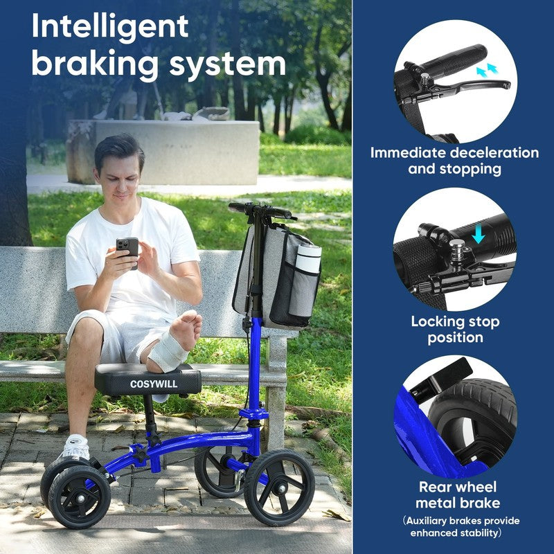 Steerable Knee Scooter All Terrain Foldable Walker Crutch Alternative Blue4