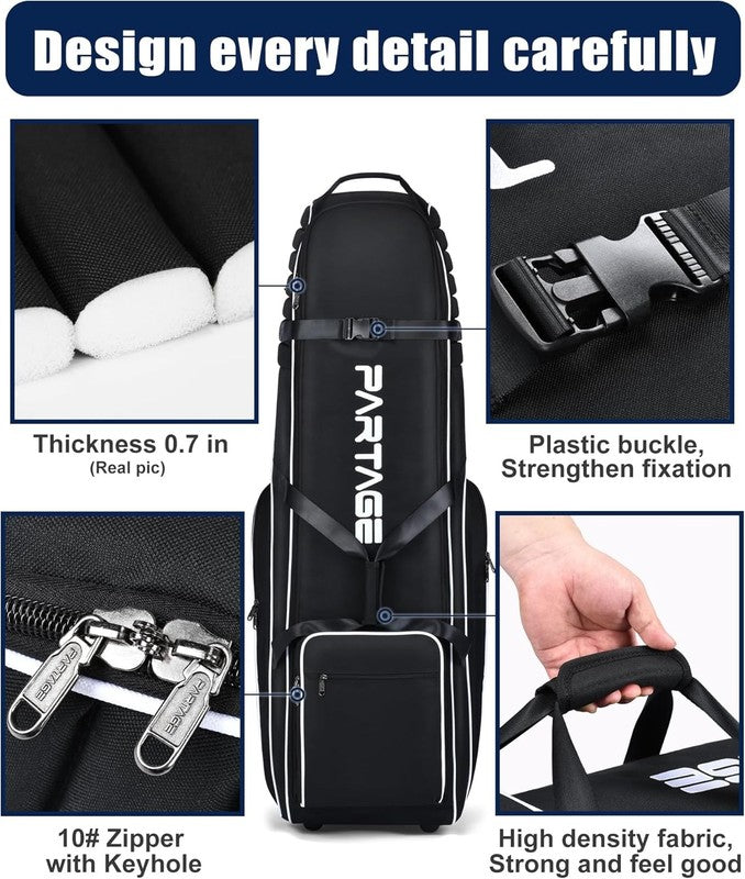 Golf Travel Bag w Wheels 900D Heavy Duty Oxford Fabric Airline Case Black1