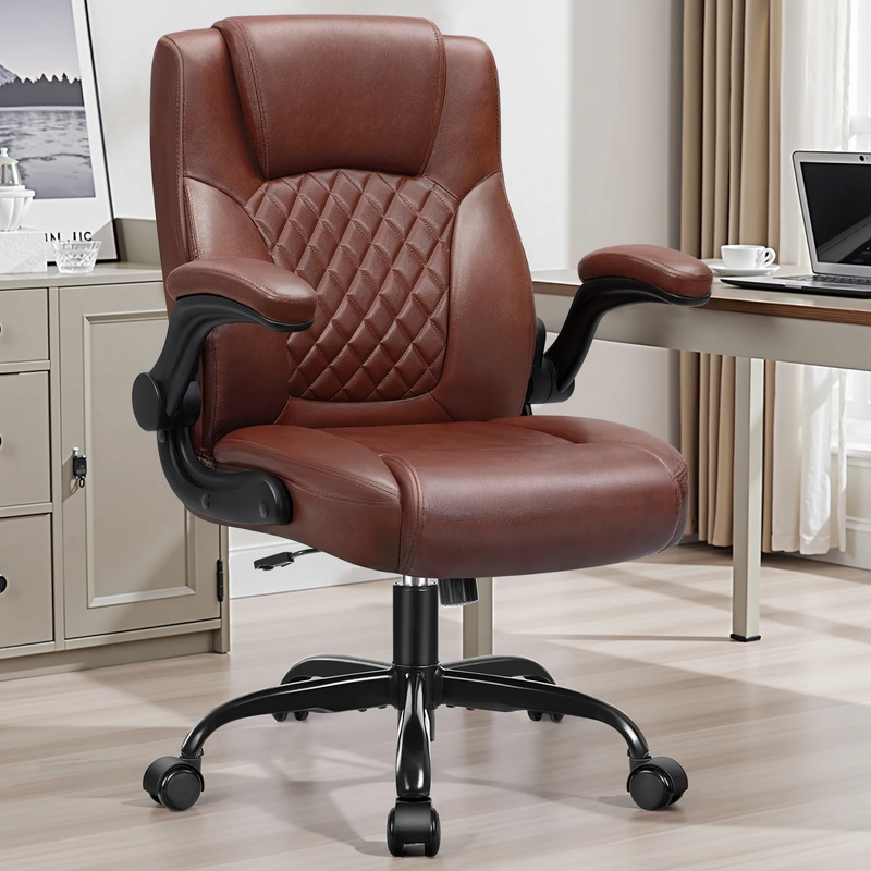 Executive Leather Office Chair High Back Big Tall Dark Brown7