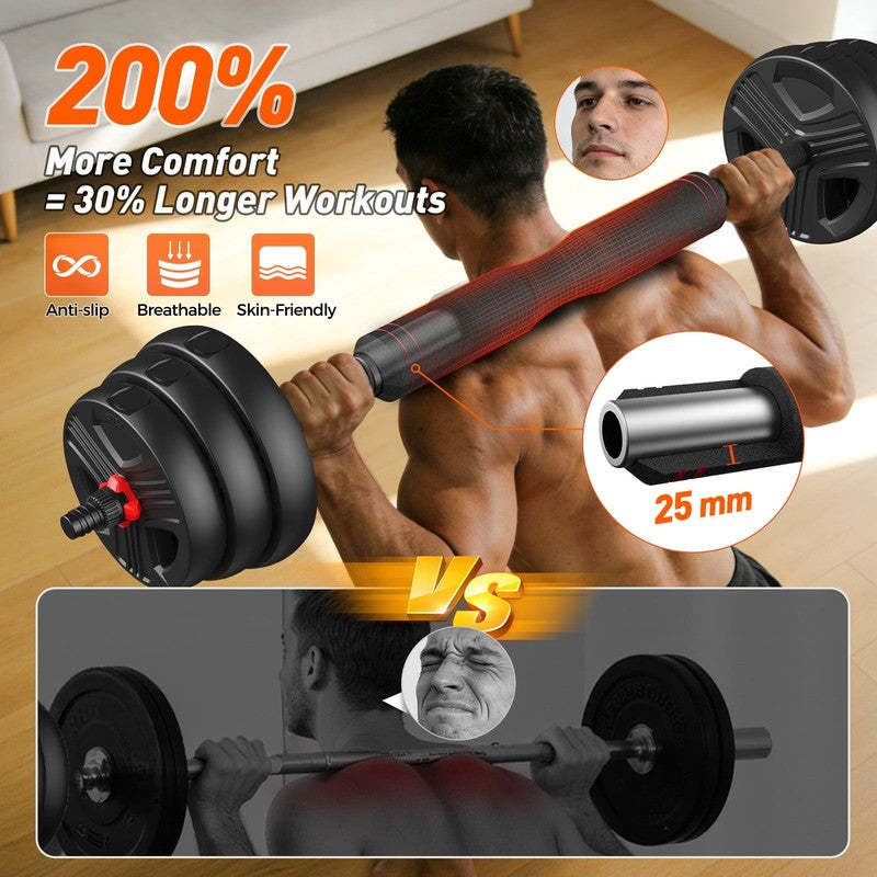 70Lbs Free Weight Set with Connector, 5 In1 Dumbbells Set Used as Barbell, Kettl2