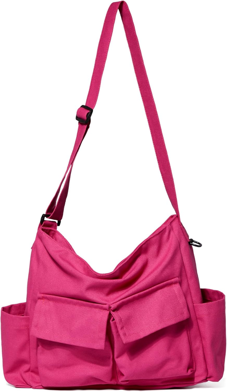 Canvas Messenger Bag Large Hobo Crossbody Multiple Pockets Shoulder Tote Unisex6