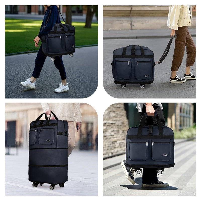 40" Expandable Foldable Luggage Bag,Collapsible Suitcases with Wheels,Rolling Du7