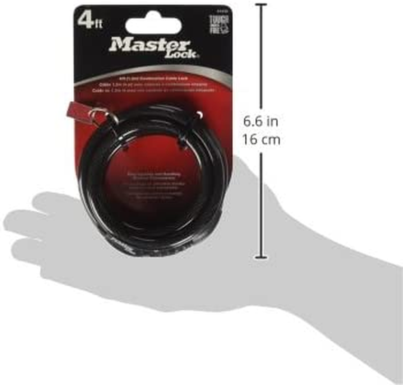 Bike Lock Cable with Combination Black, 8143D8