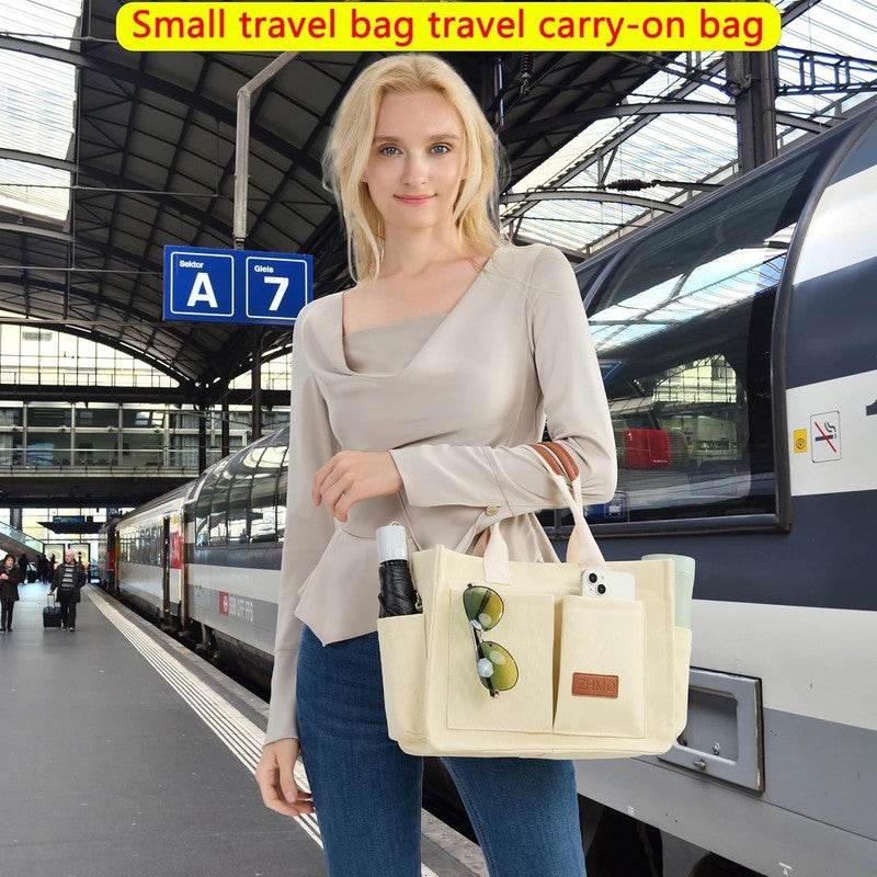 Women’s Canvas Tote Bag w/ Compartments Large Shoulder Crossbody Work Laptop7
