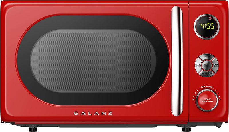 0.7 Cu Ft Retro Microwave Oven LED Pull Handle Child Lock Red10