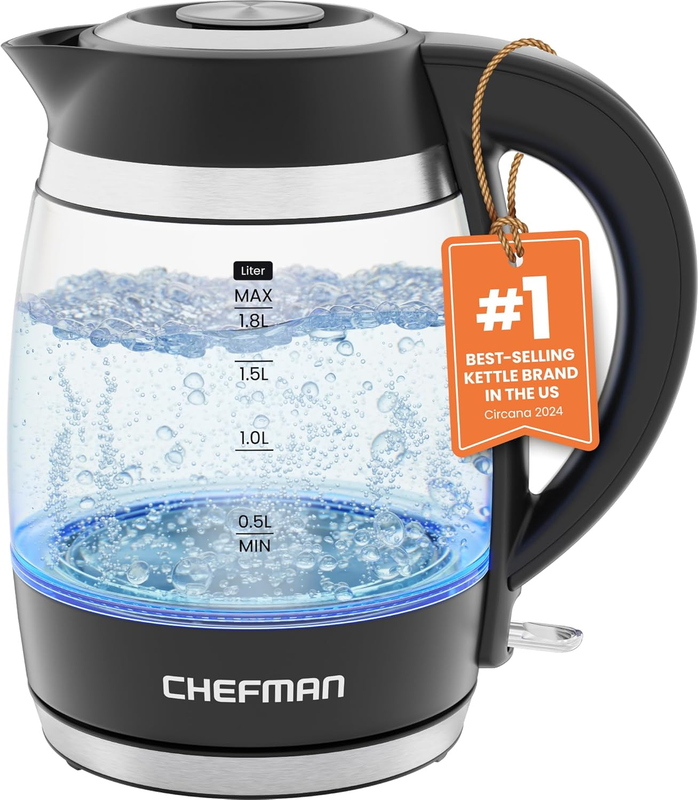 1.8L Electric Kettle, 1500W, Auto Shut Off, BPA Free, Glass & Stainless Steel9