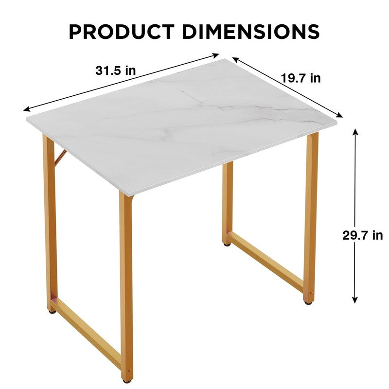 32" Computer Desk Office Desk w/ Metal Frame for Adults Gold5