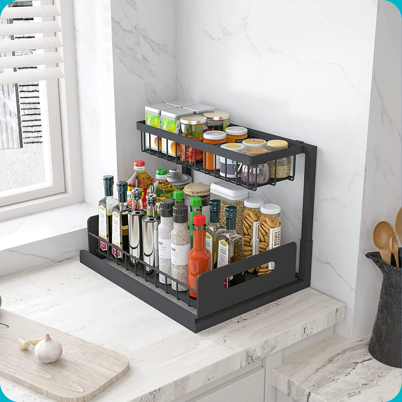 under Sink Organizer, Pull Out Cabinet Organizer 2 Tier Slide Out Sink Shelf Cab3