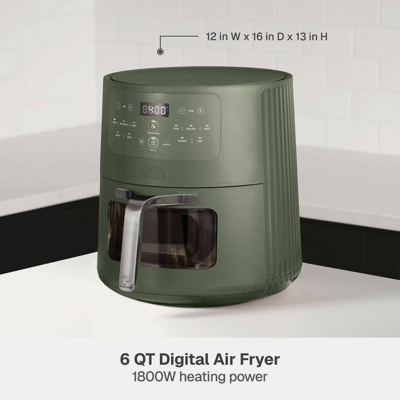 6QT Air Fryer with Thymecrisp Ceramic Nonstick Basket Dusty Moss2