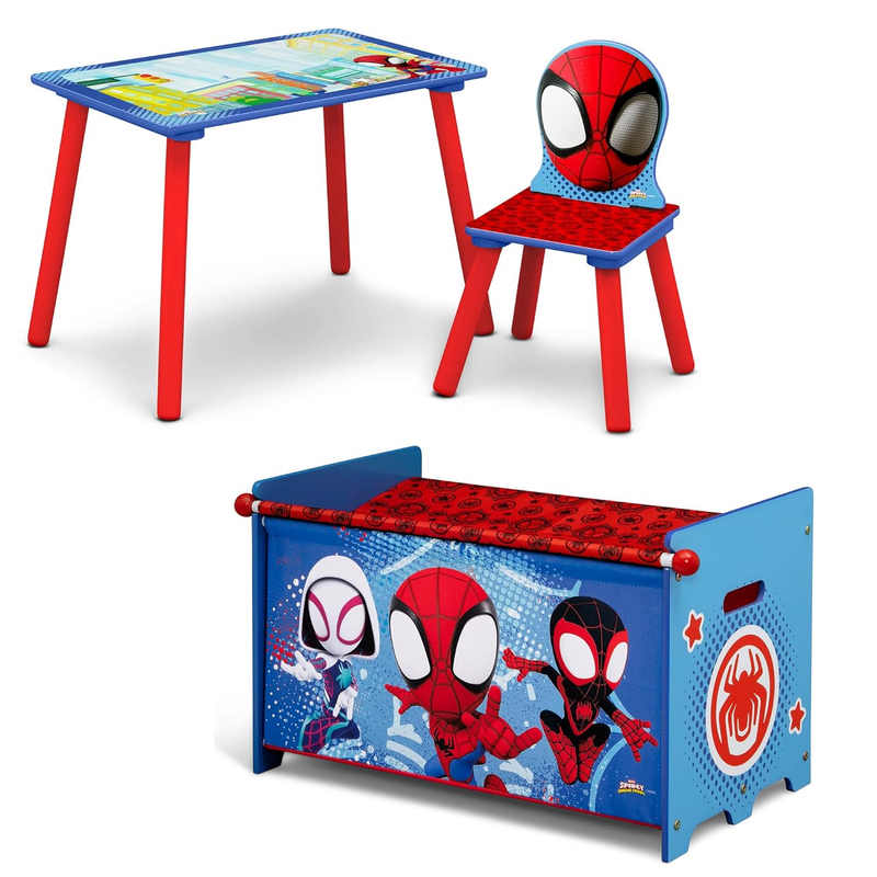 Spidey & His Amazing Friends 3-Piece Toddler Playroom Set Table Chair Toy Box0